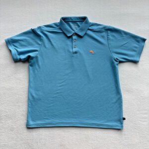 Tommy Bahama Polo Shirt Mens Large Blue IslandZone Supima Cotton Short Sleeve